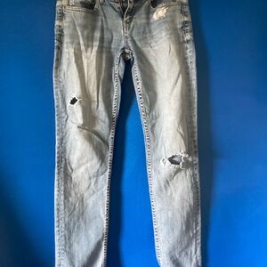 Distressed Light Blue Women's Jeans 5/6 Aeropostale Skinny